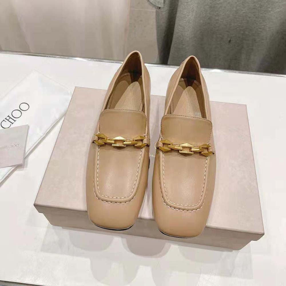 Close-up detail of diamond chain on Jimmy Choo Women Diamond Tilda Loafer