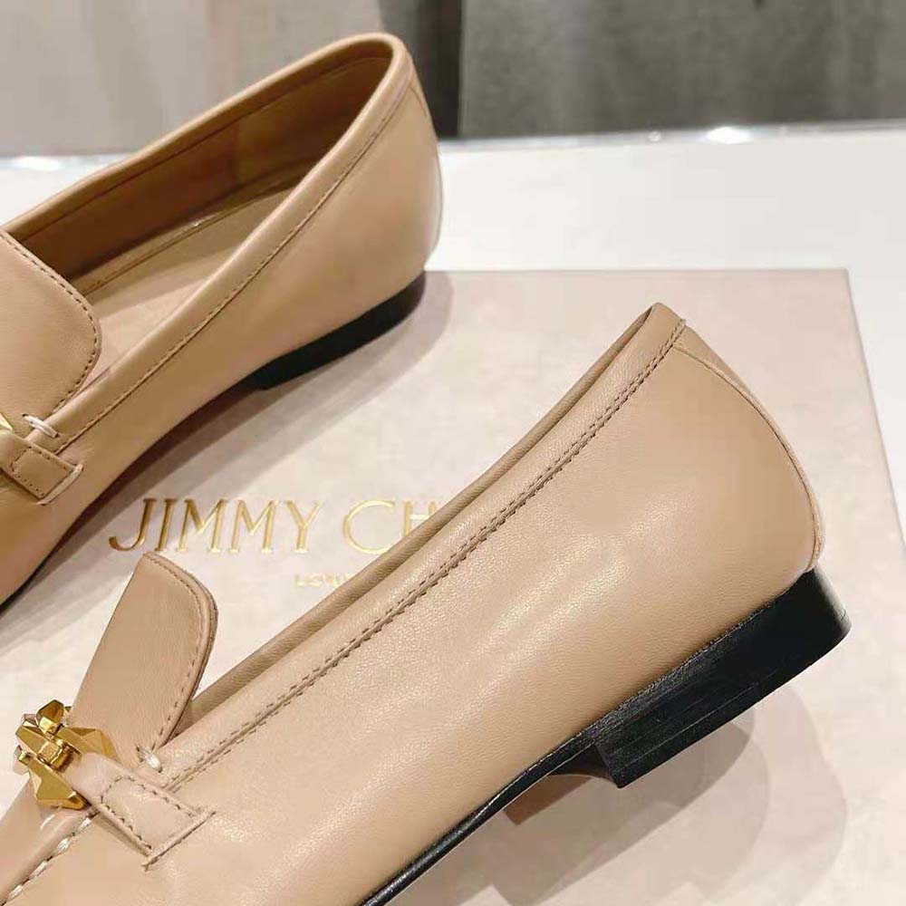 Jimmy Choo Women Diamond Tilda Loafer Biscuit Calf Leather Loafers with Diamond Chain - image 9