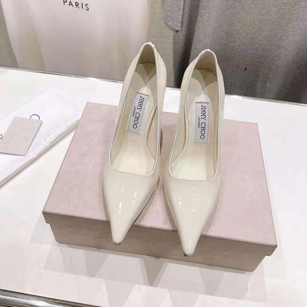Jimmy Choo Women Ixia 95 Latte Patent Leather Pumps-IXIA95PAT - image 4