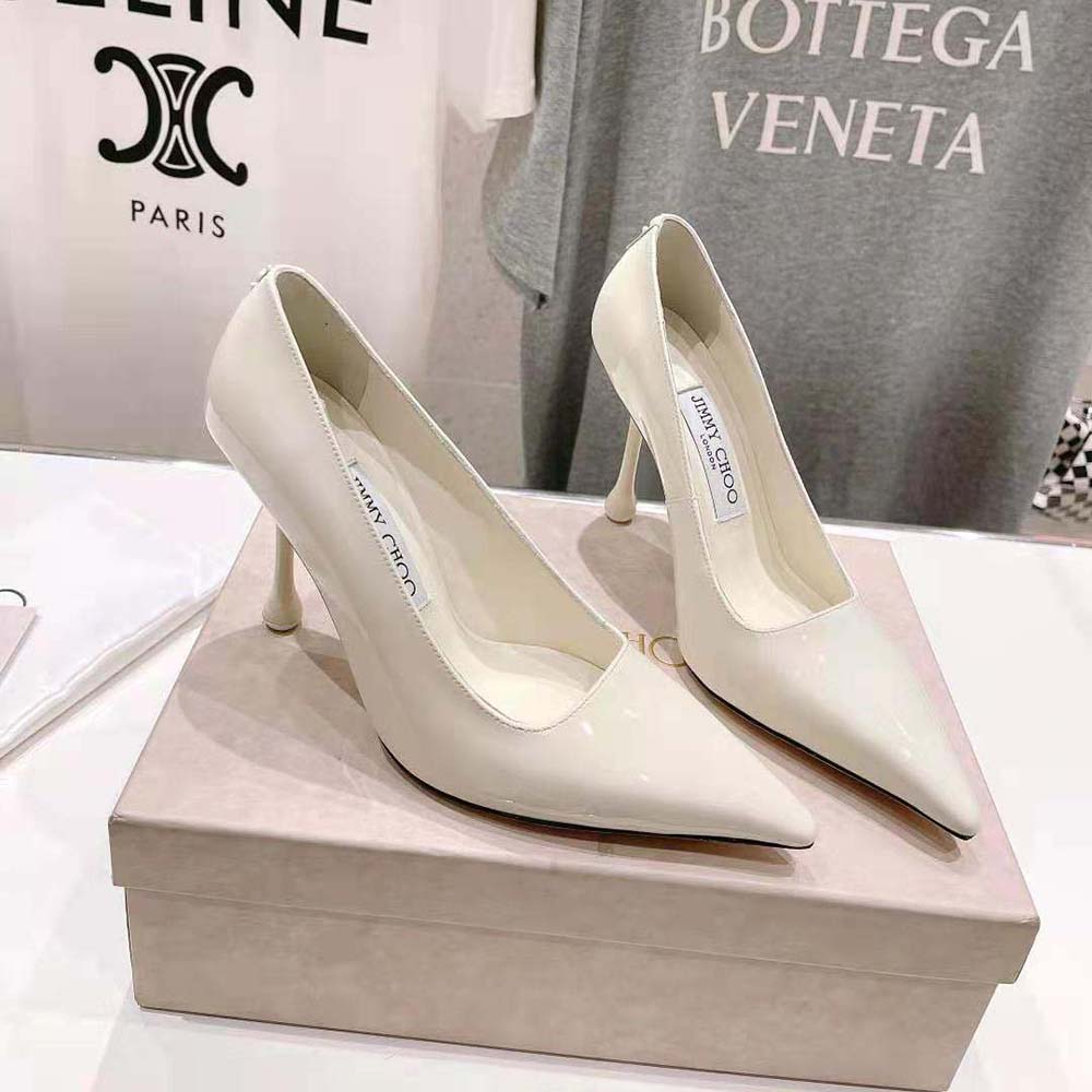Rear view highlighting the 95mm heel of Jimmy Choo Women Ixia 95 pumps