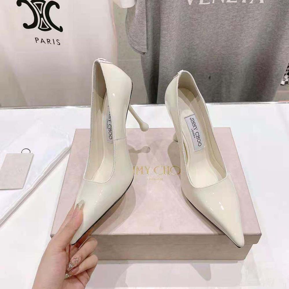Jimmy Choo Women Ixia 95 Latte Patent Leather Pumps-IXIA95PAT - image 5