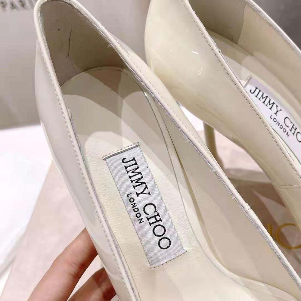 Jimmy Choo Women Ixia 95 Latte Patent Leather Pumps-IXIA95PAT - image 9