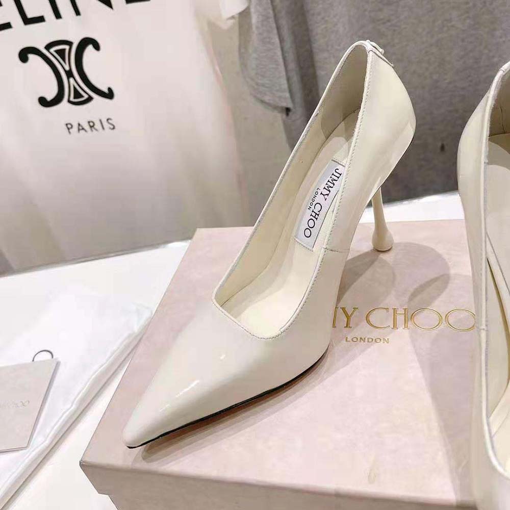 Jimmy Choo Women Ixia 95 Latte Patent Leather Pumps-IXIA95PAT - image 8