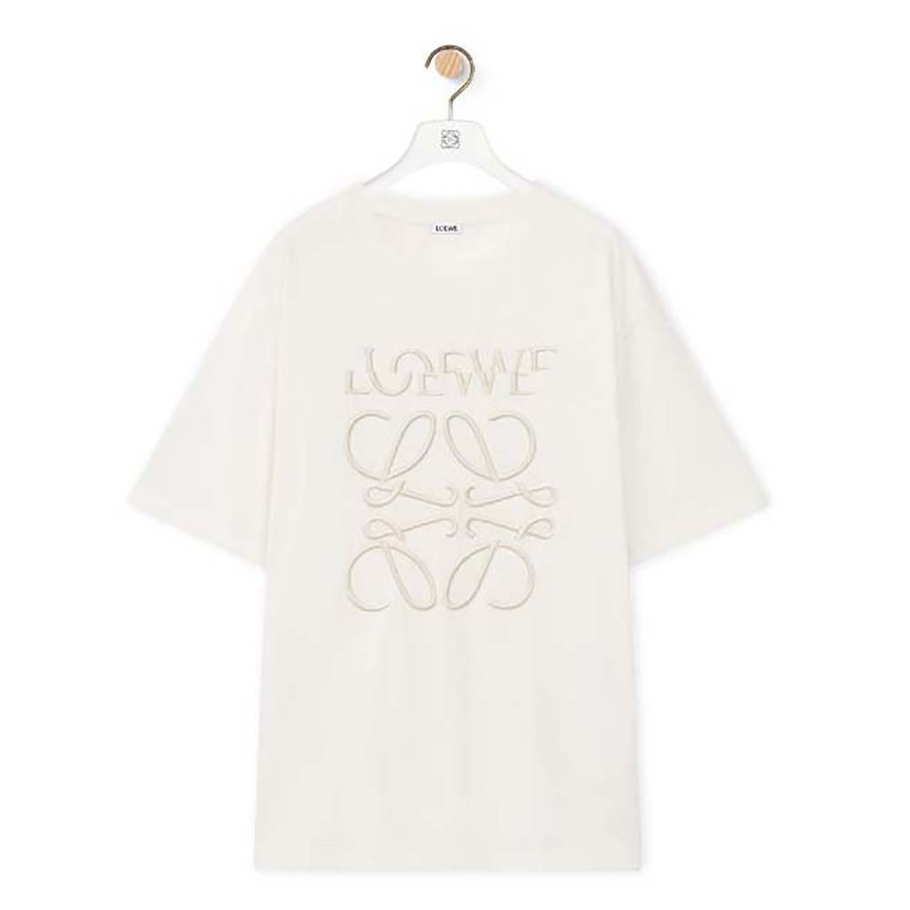 Front view of Loewe Women Loose Fit T-shirt in Cotton-White