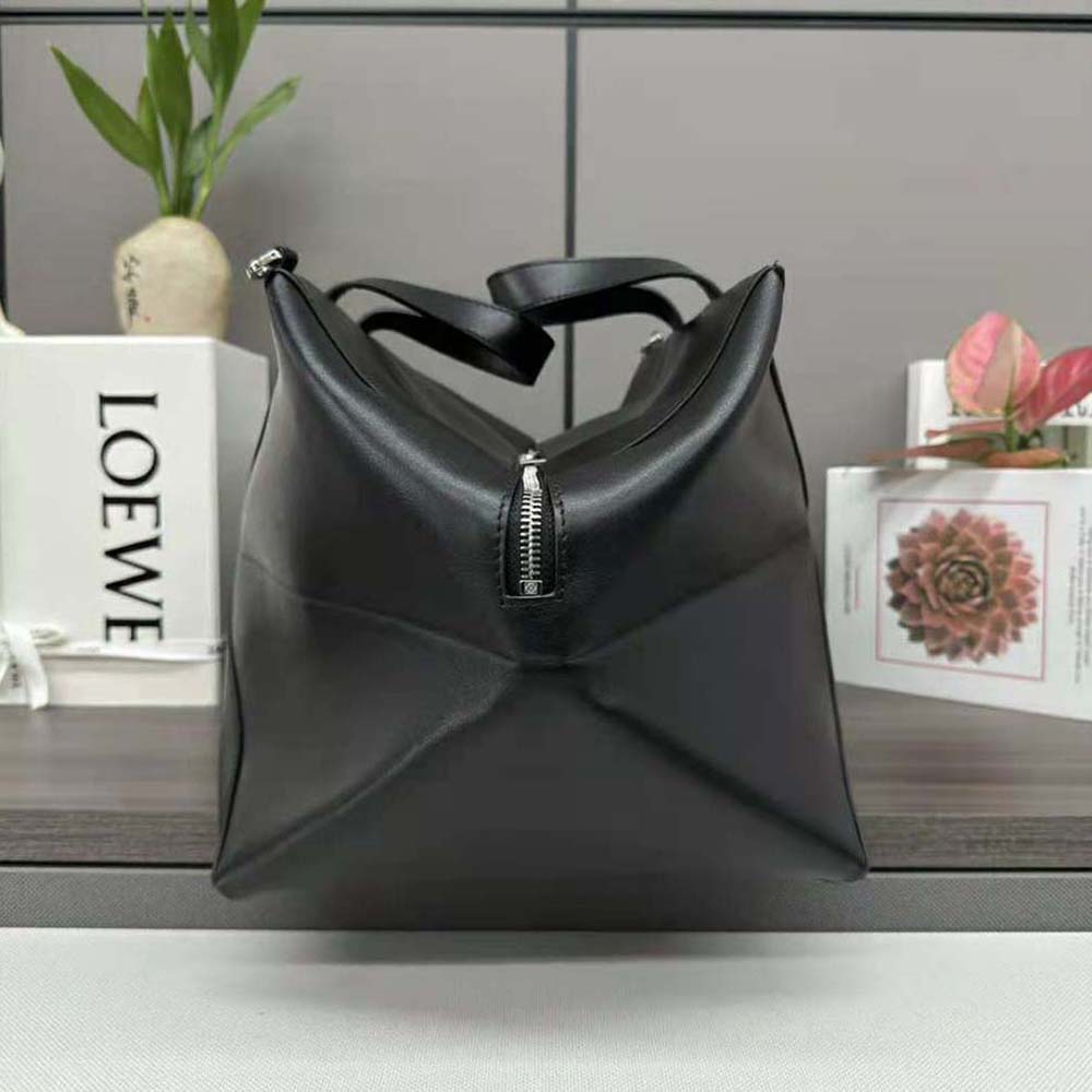 Loewe Men XL Puzzle Fold Tote in Shiny Calfskin-Black - image 4
