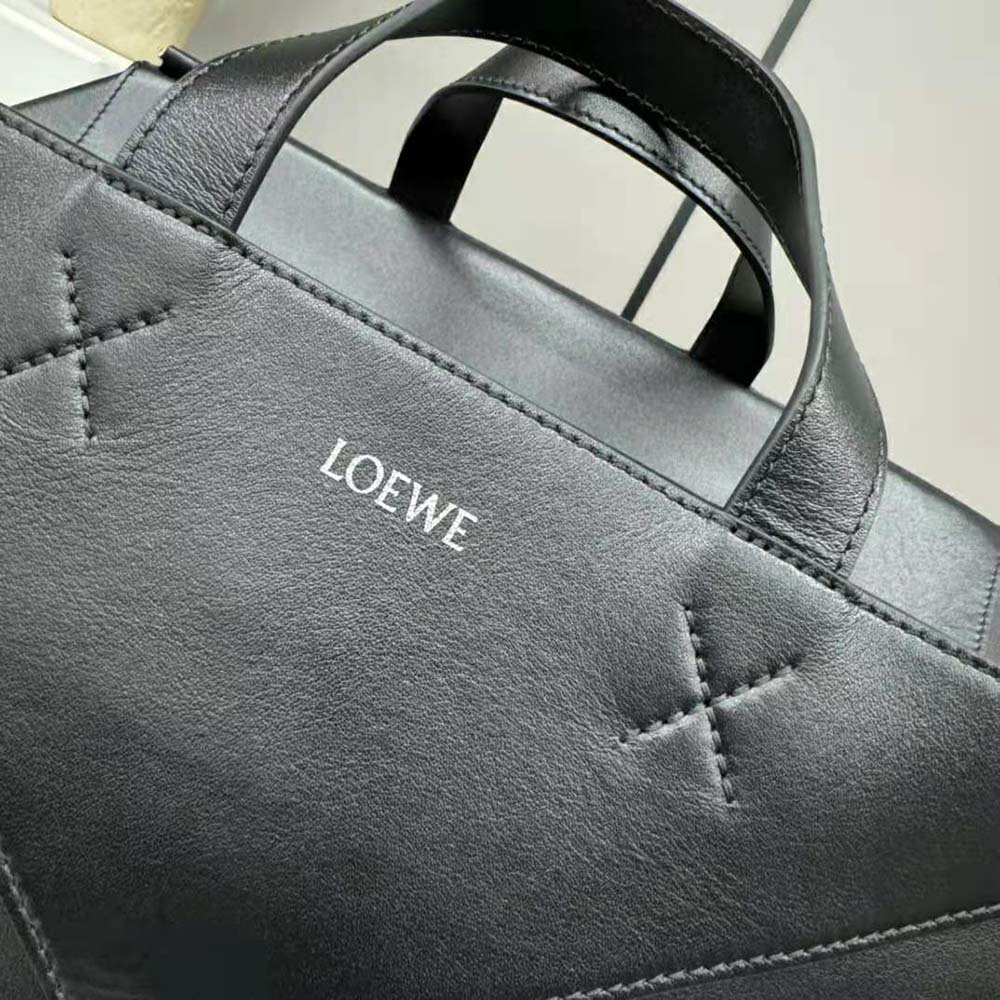 Loewe Men XL Puzzle Fold Tote in Shiny Calfskin-Black - image 9