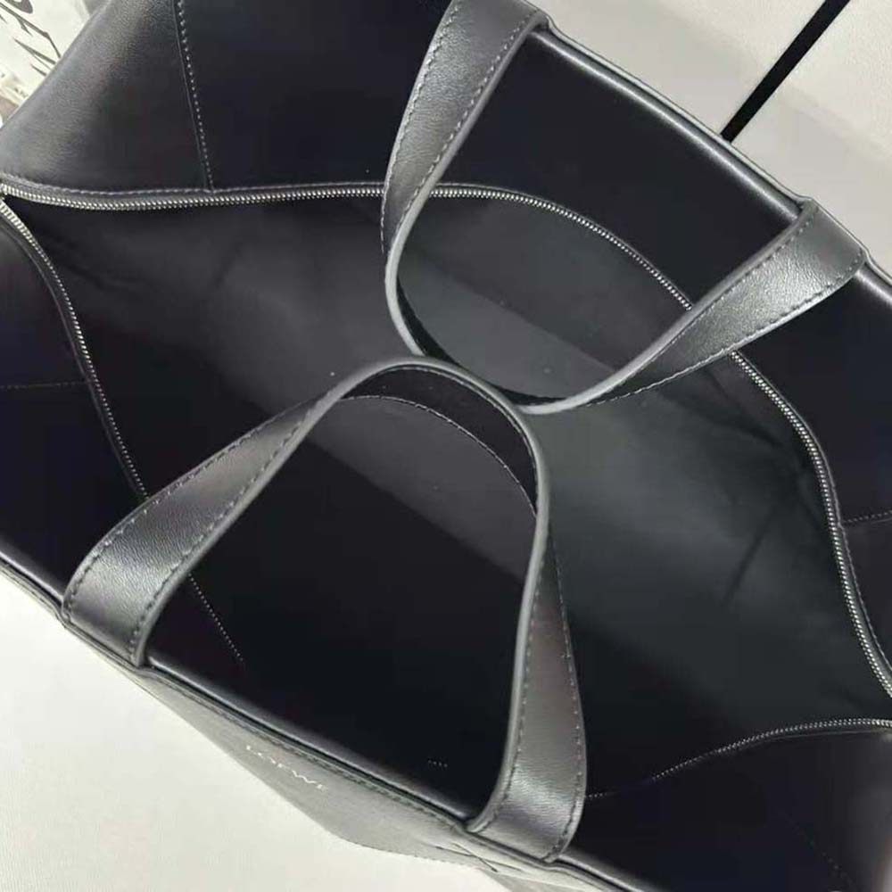 Loewe Men XL Puzzle Fold Tote in Shiny Calfskin-Black - image 8