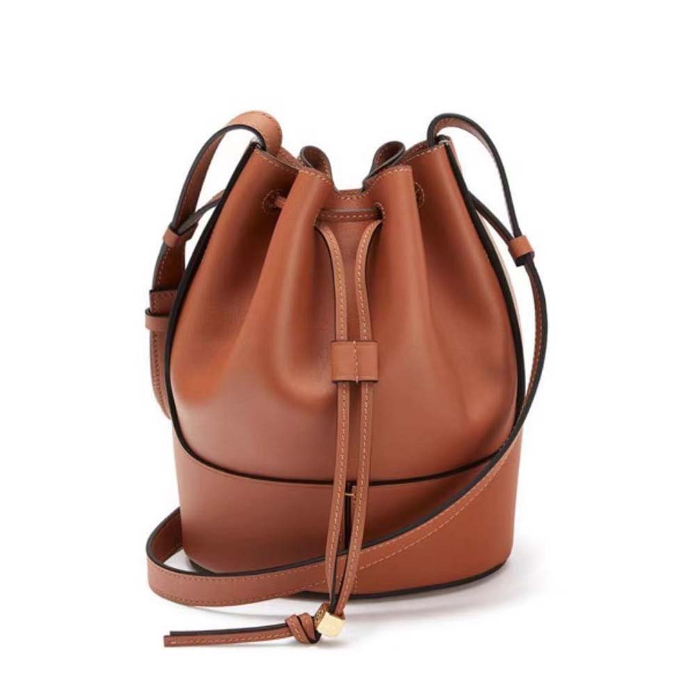 Front view of Loewe Women Mini Nano Balloon Bag in brown calfskin