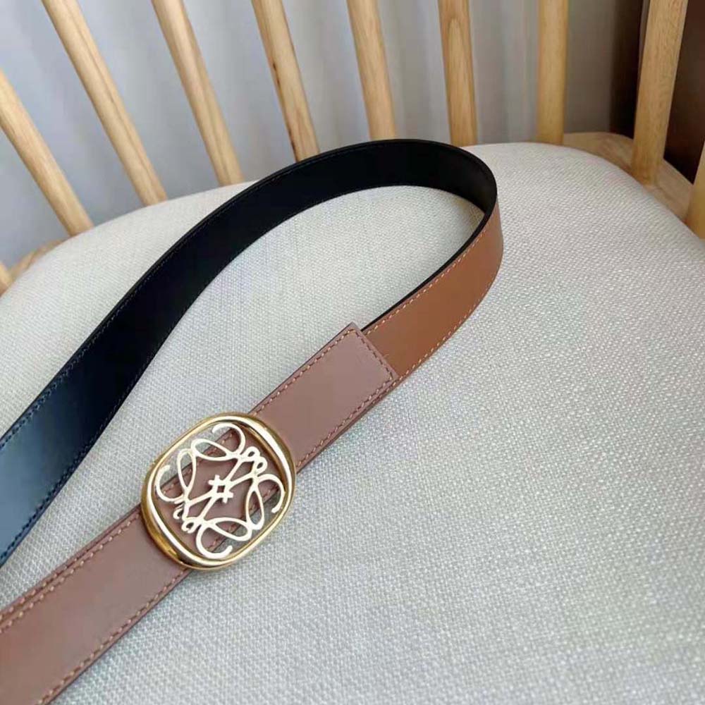 Loewe Women Reversible Anagram Ellipse Belt in Smooth Calfskin-Tan - image 7