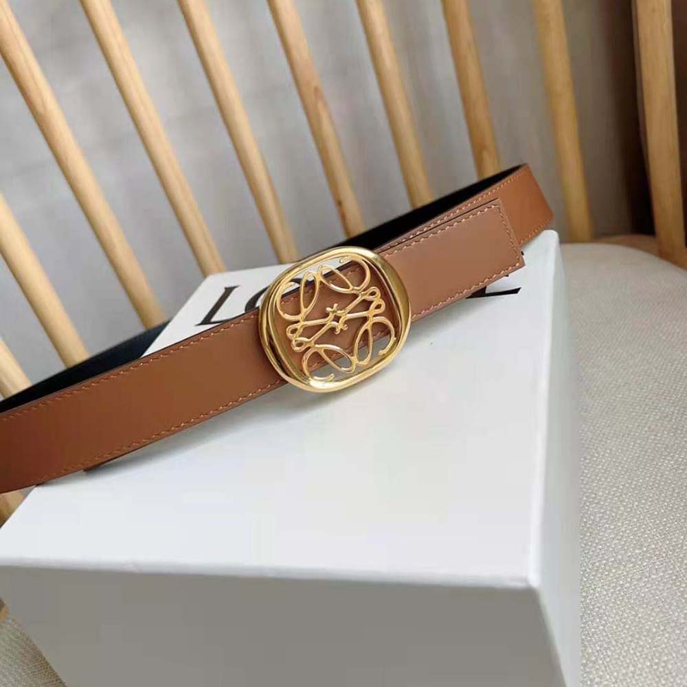 Loewe Women Reversible Anagram Ellipse Belt in Smooth Calfskin-Tan - image 5