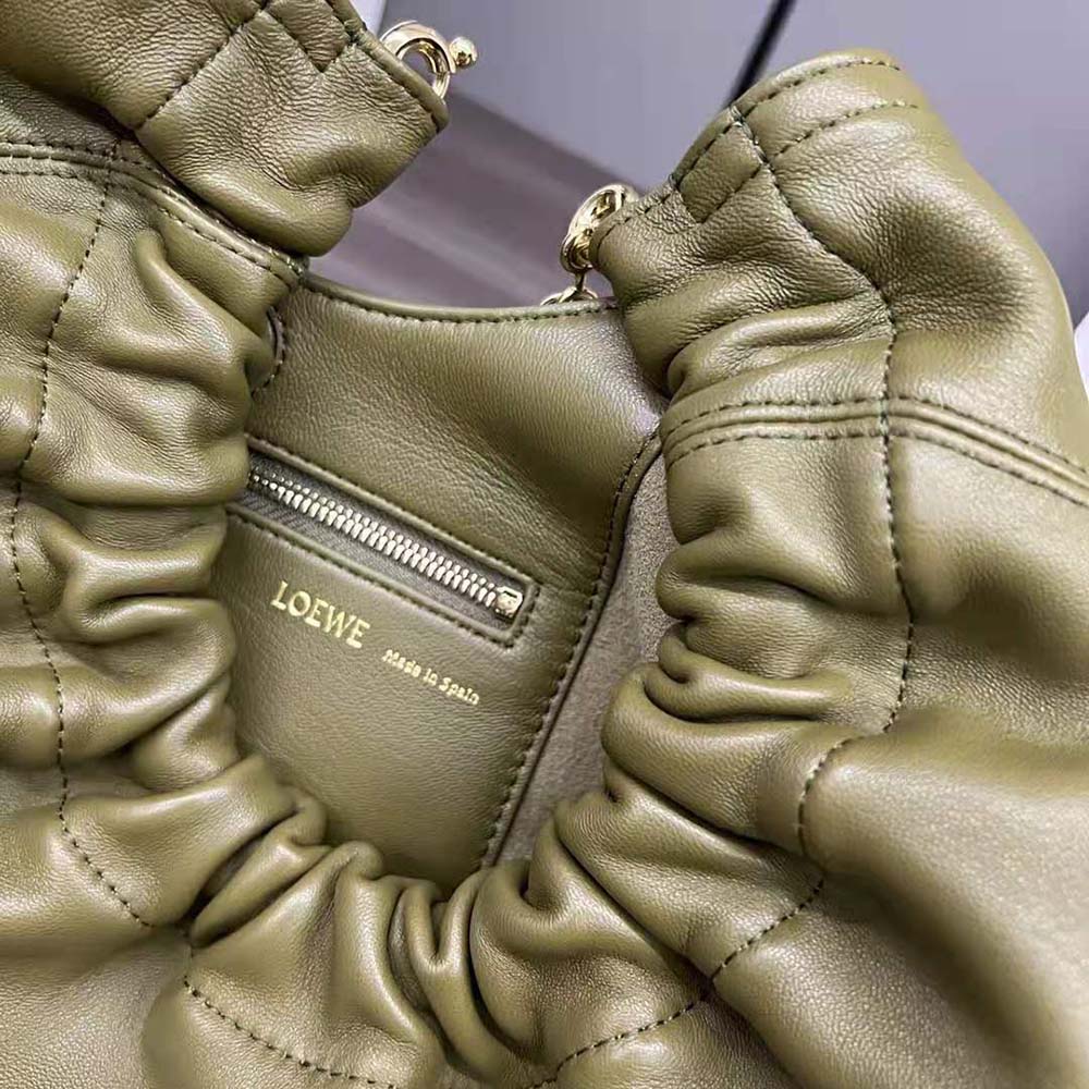 Loewe Women Small Squeeze Bag in Nappa Lambskin-Dark Green - image 9