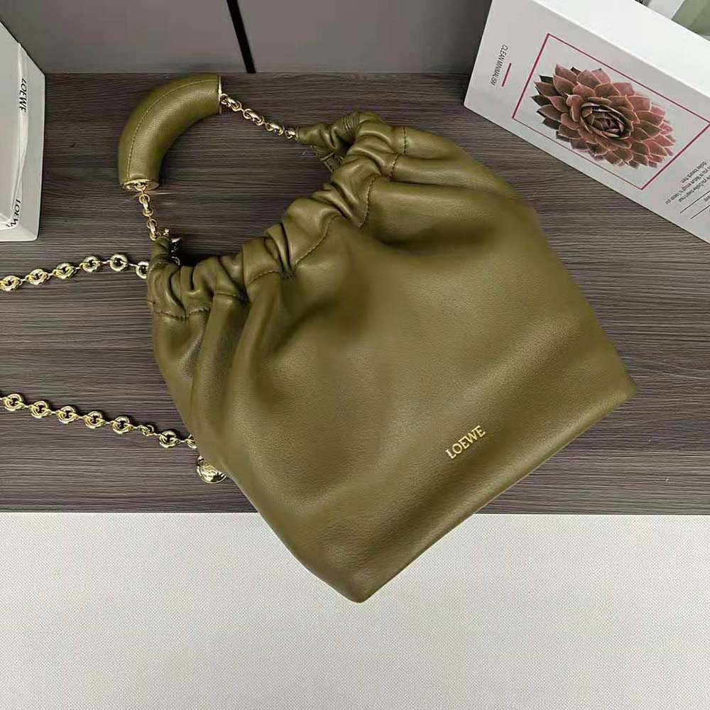 Loewe Women Small Squeeze Bag in Nappa Lambskin-Dark Green - image 6