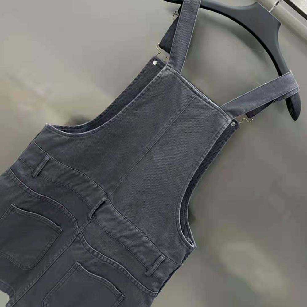 Miu Miu Women Garment-dyed Gabardine Overall Mini-dress-MF5240 - image 6