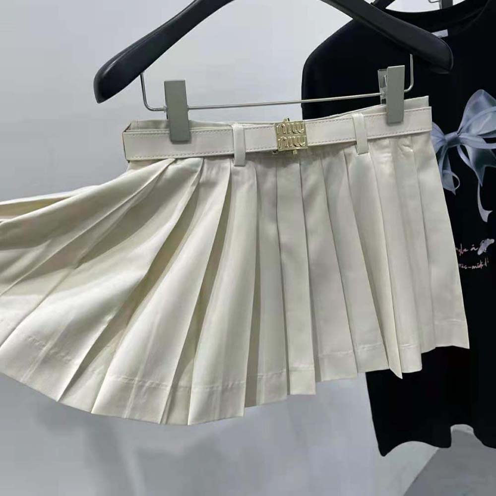 Miu Miu Women Pleated Batavia Miniskirt MG2032_11AD_F0018 - image 4