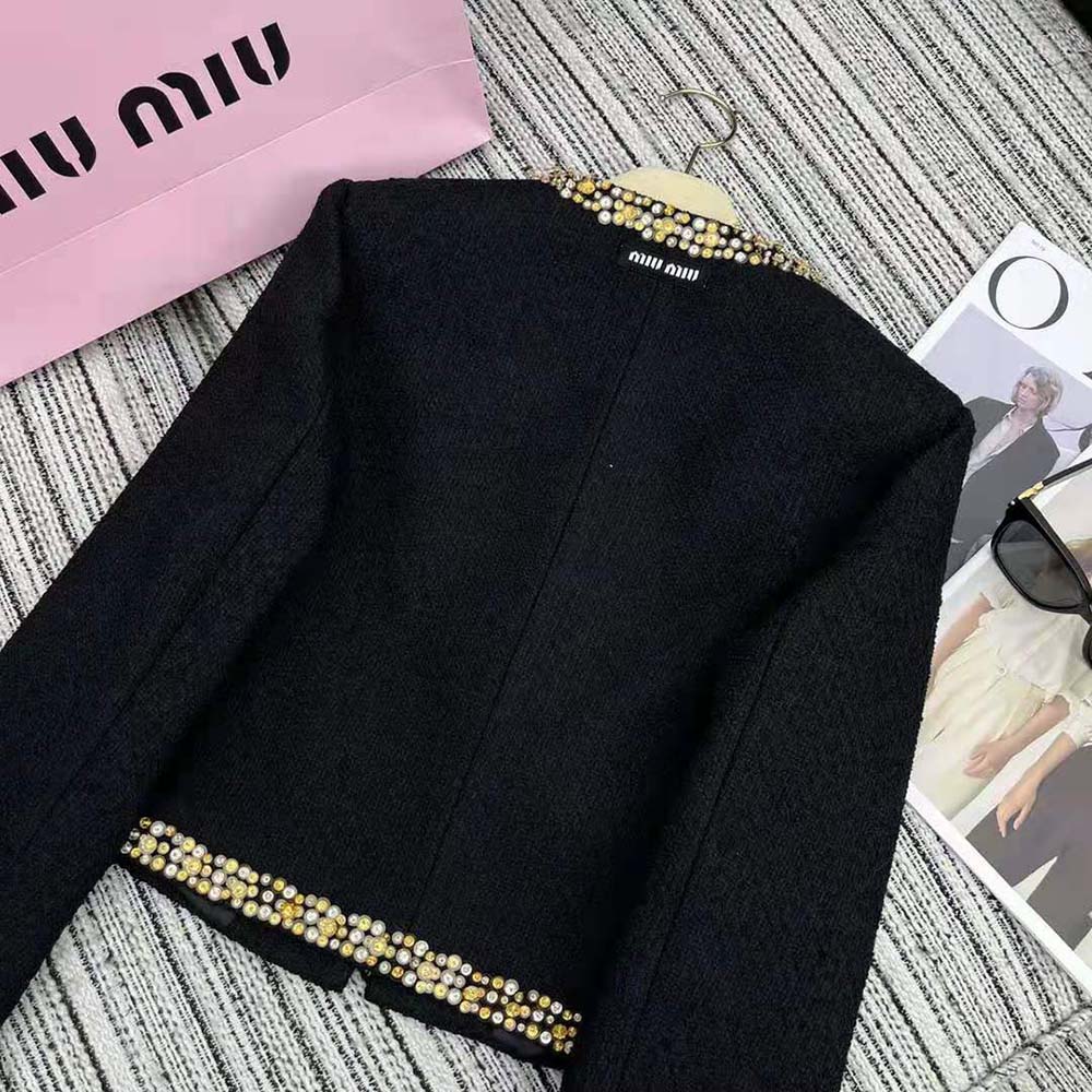 Miu Miu Women Single-breasted Tweed Jacket-MH1898_139N_F0002 - image 5