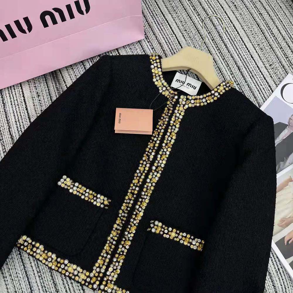 Miu Miu Women Single-breasted Tweed Jacket-MH1898_139N_F0002 - image 4