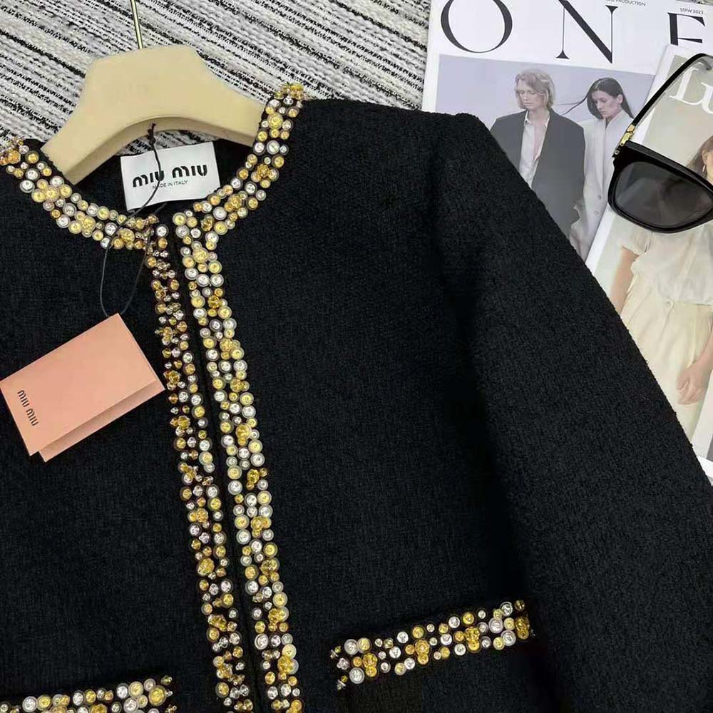 Miu Miu Women Single-breasted Tweed Jacket-MH1898_139N_F0002 - image 6