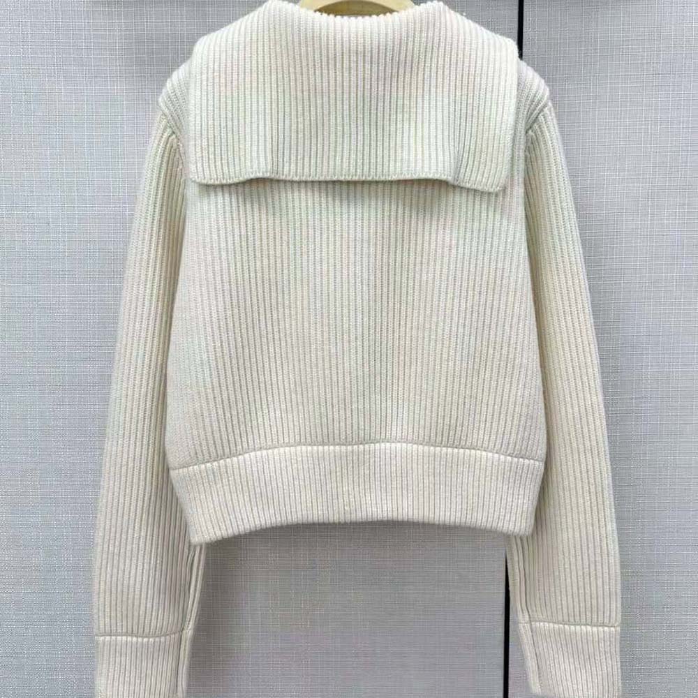 Side angle showing soft drape of Miu Miu Women Wool and Cashmere Knit Cardigan