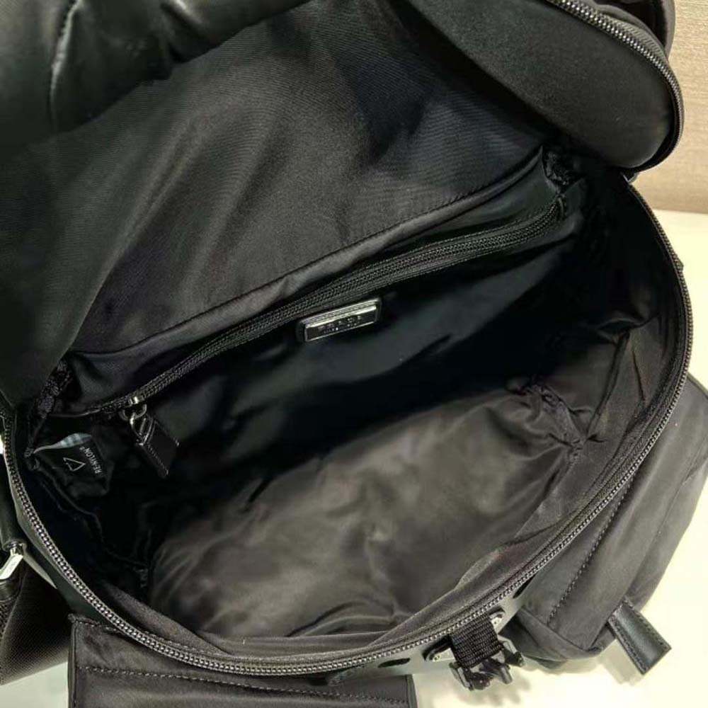Prada Unisex Re-Nylon and Leather Backpack-Black - image 9