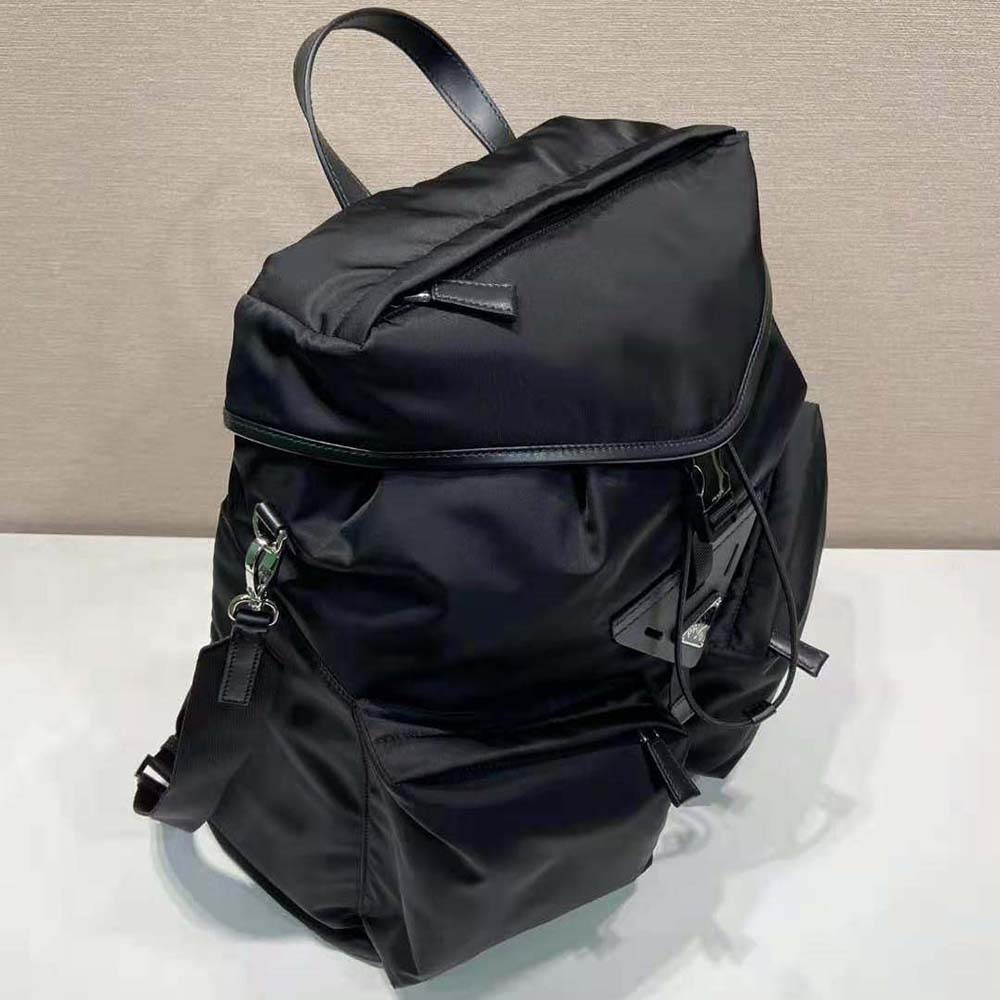 Prada Unisex Re-Nylon and Leather Backpack-Black - image 4