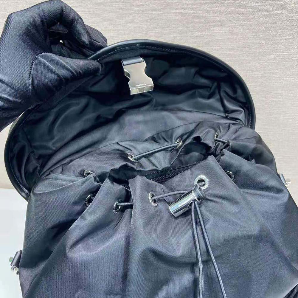 Prada Unisex Re-Nylon and Leather Backpack-Black - image 7