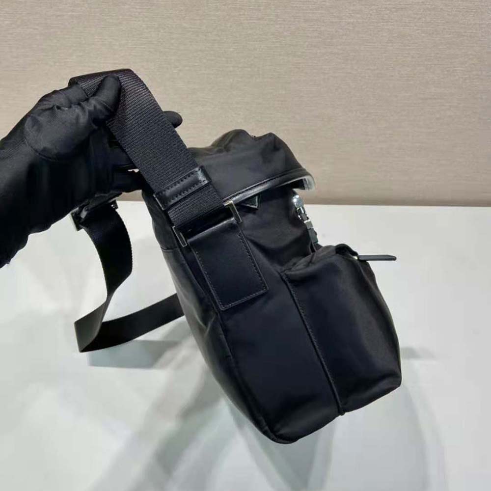 Prada Unisex Re-Nylon and Leather Shoulder Bag-Black - image 6
