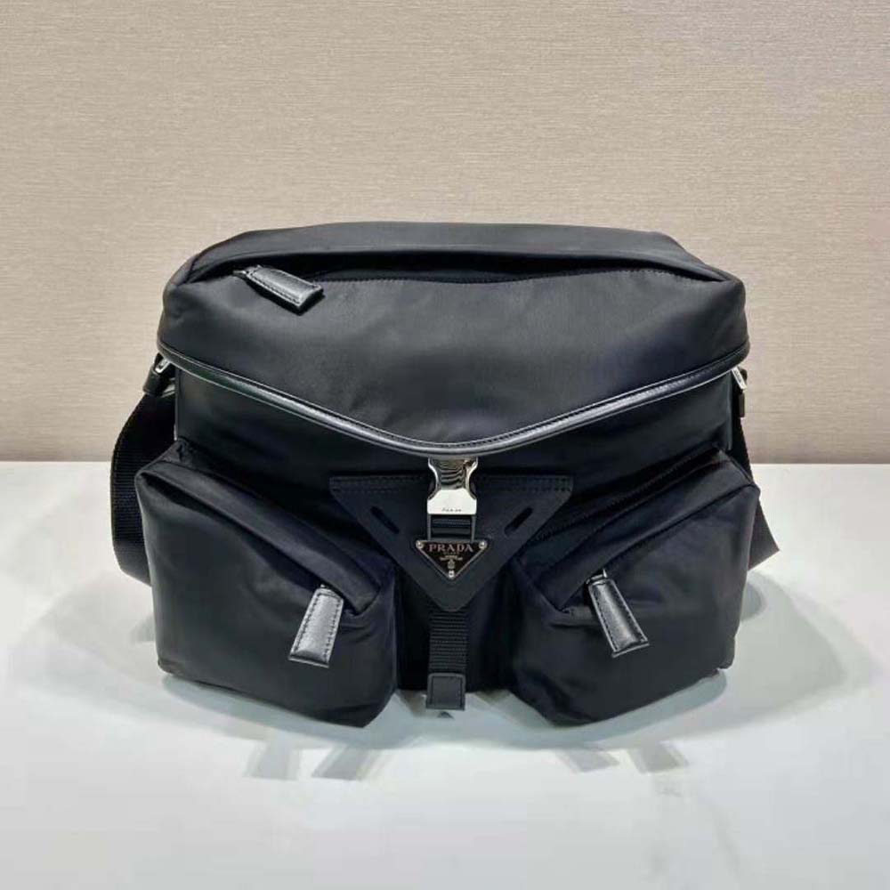 Prada Unisex Re-Nylon and Leather Shoulder Bag-Black - image 4