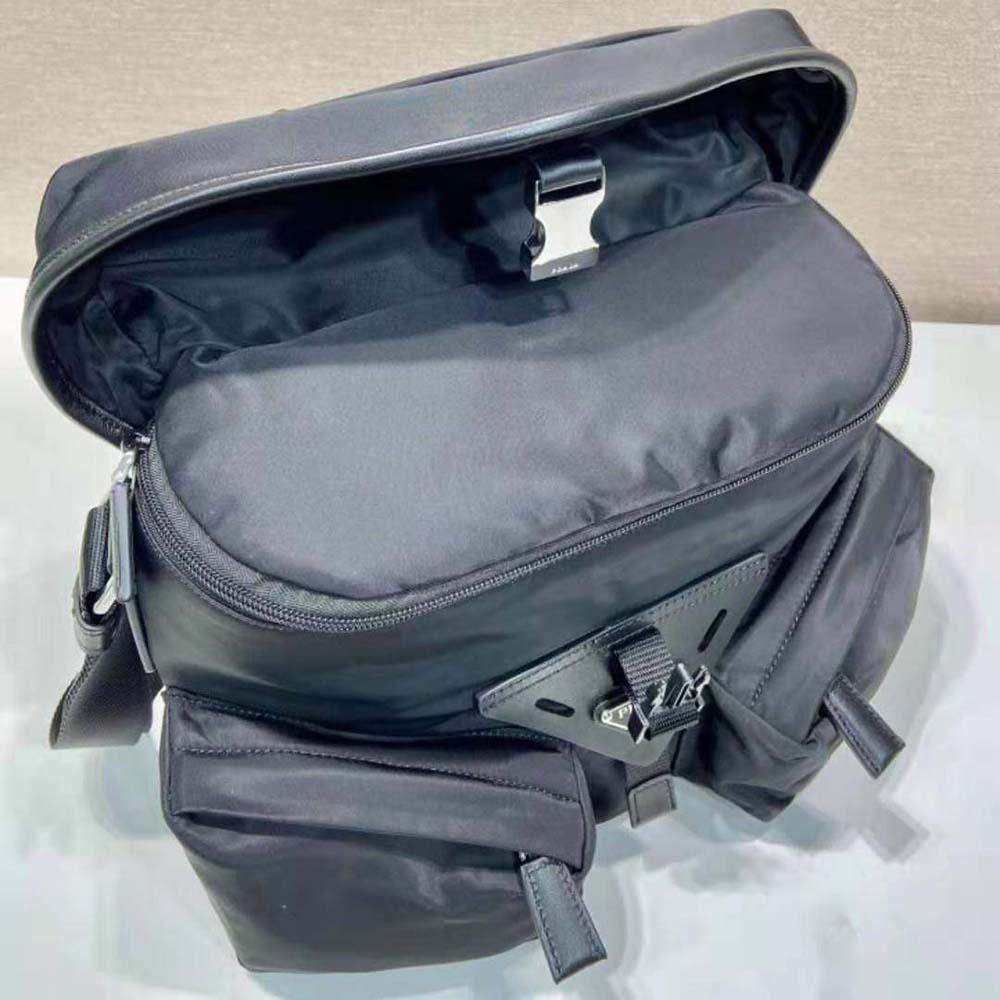 Prada Unisex Re-Nylon and Leather Shoulder Bag-Black - image 8