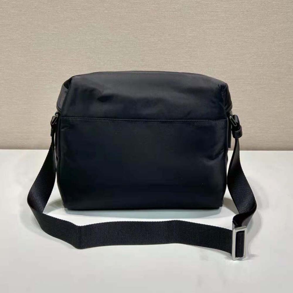 Side angle showing adjustable strap on Prada Re-Nylon shoulder bag