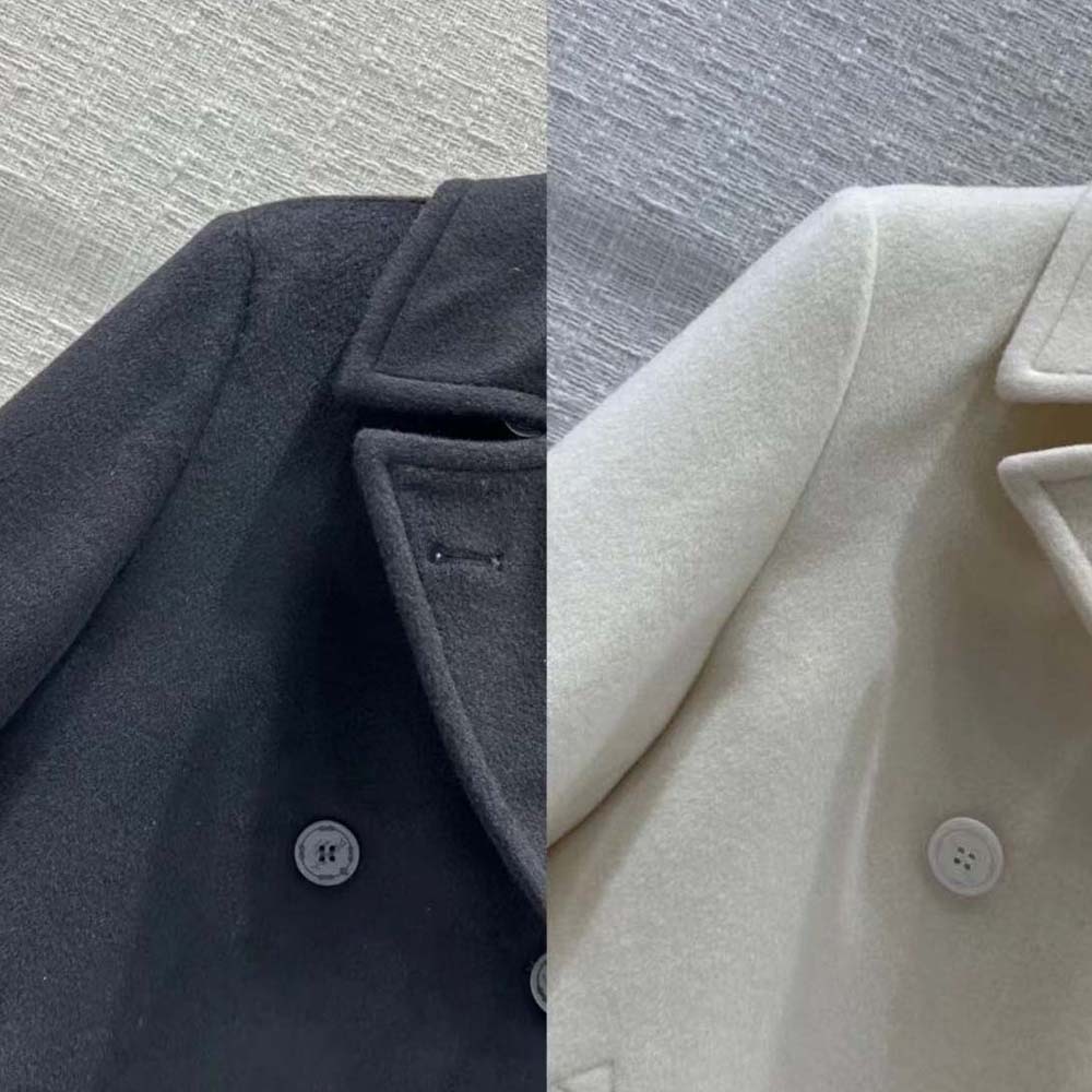 Prada Women Double-breasted Cloth Peacoat-Black - image 4