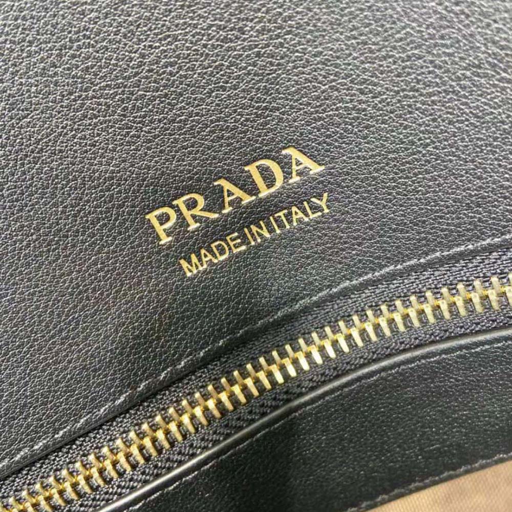 Prada Women Large Leather Tote Bag with Buckles-Black - image 9