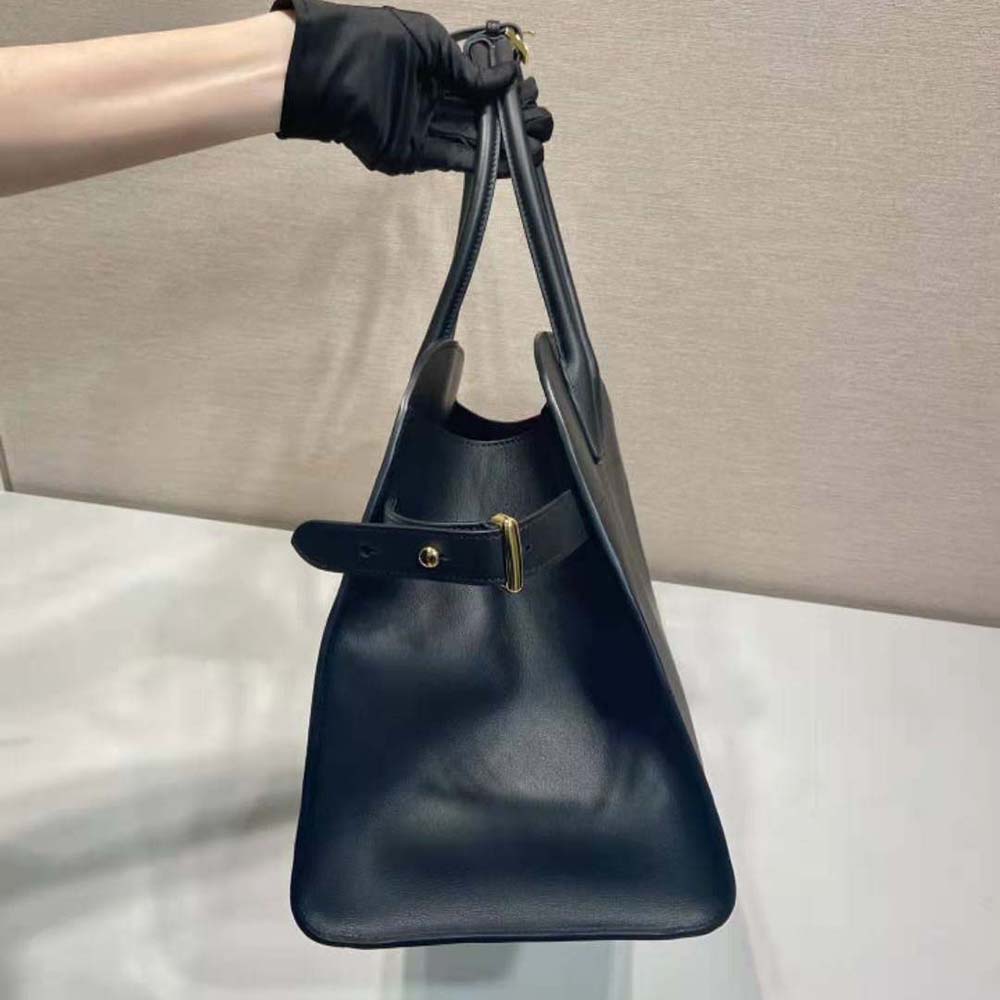 Prada Women Large Leather Tote Bag with Buckles-Black - image 6
