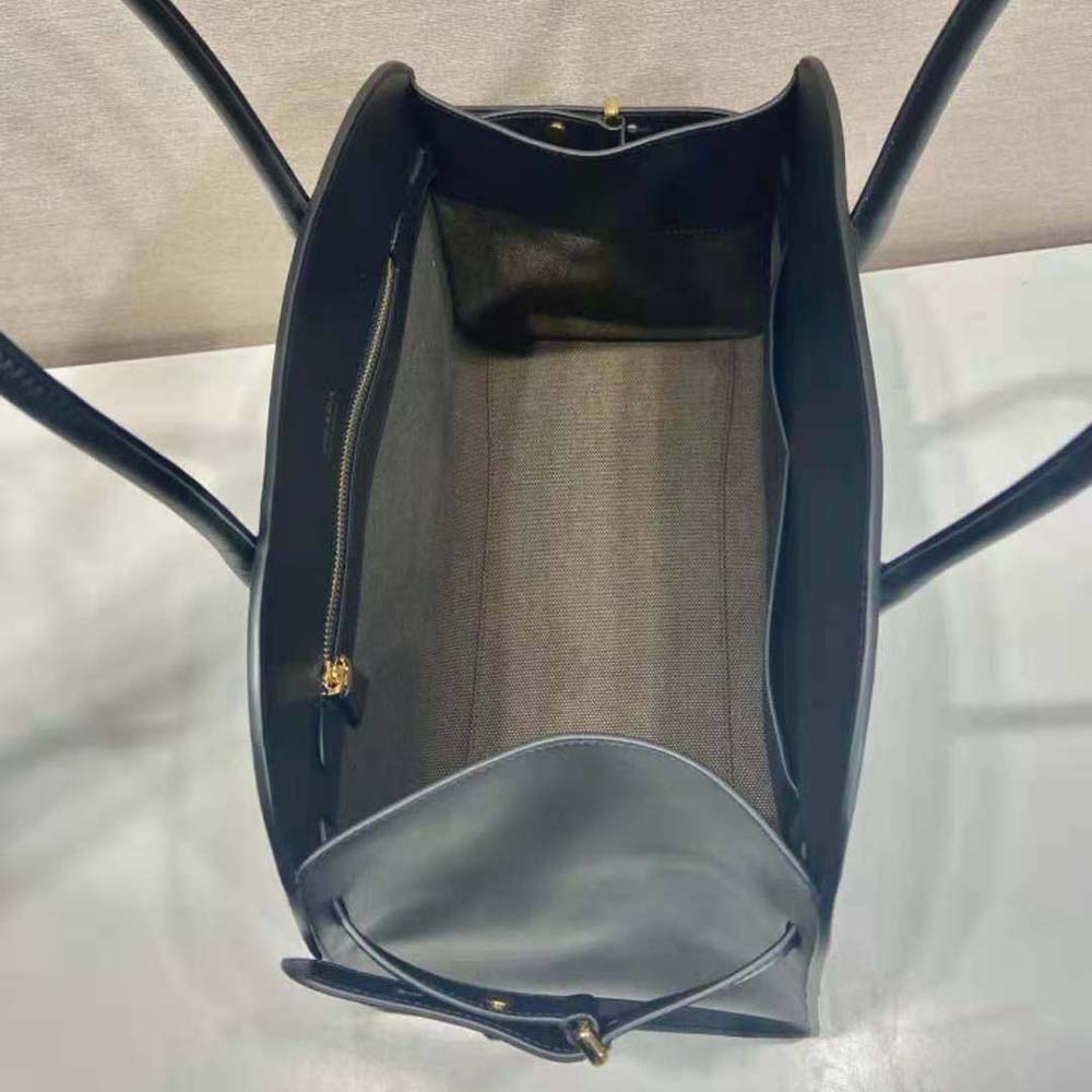 Prada Women Large Leather Tote Bag with Buckles-Black - image 8