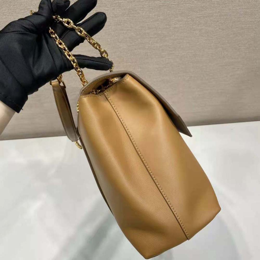 Prada Women Large leather Shoulder Bag-Brown - image 8