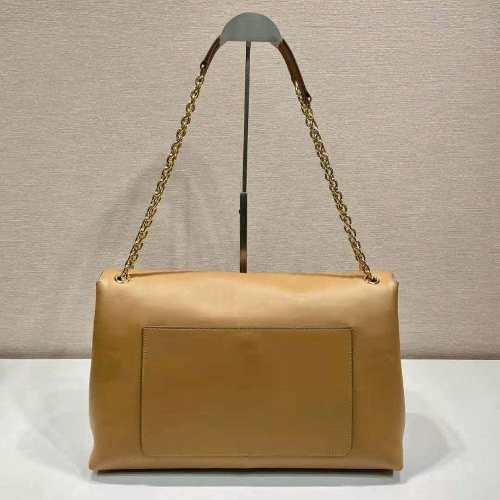 Prada Women Large leather Shoulder Bag-Brown - image 4