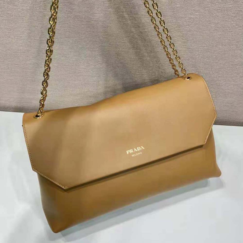 Prada Women Large leather Shoulder Bag-Brown - image 5