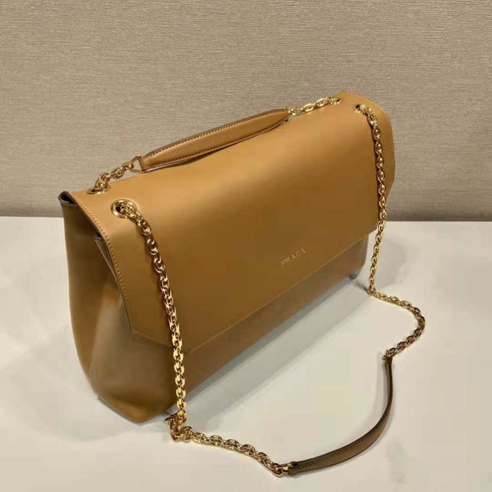 Prada Women Large leather Shoulder Bag-Brown - image 7