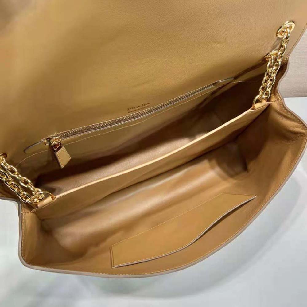 Prada Women Large leather Shoulder Bag-Brown - image 9