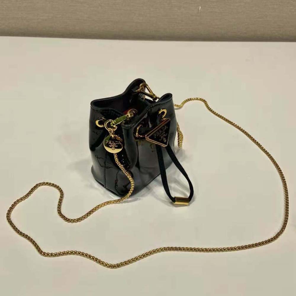 Prada Women Patent Leather Mini-pouch-Black - image 4