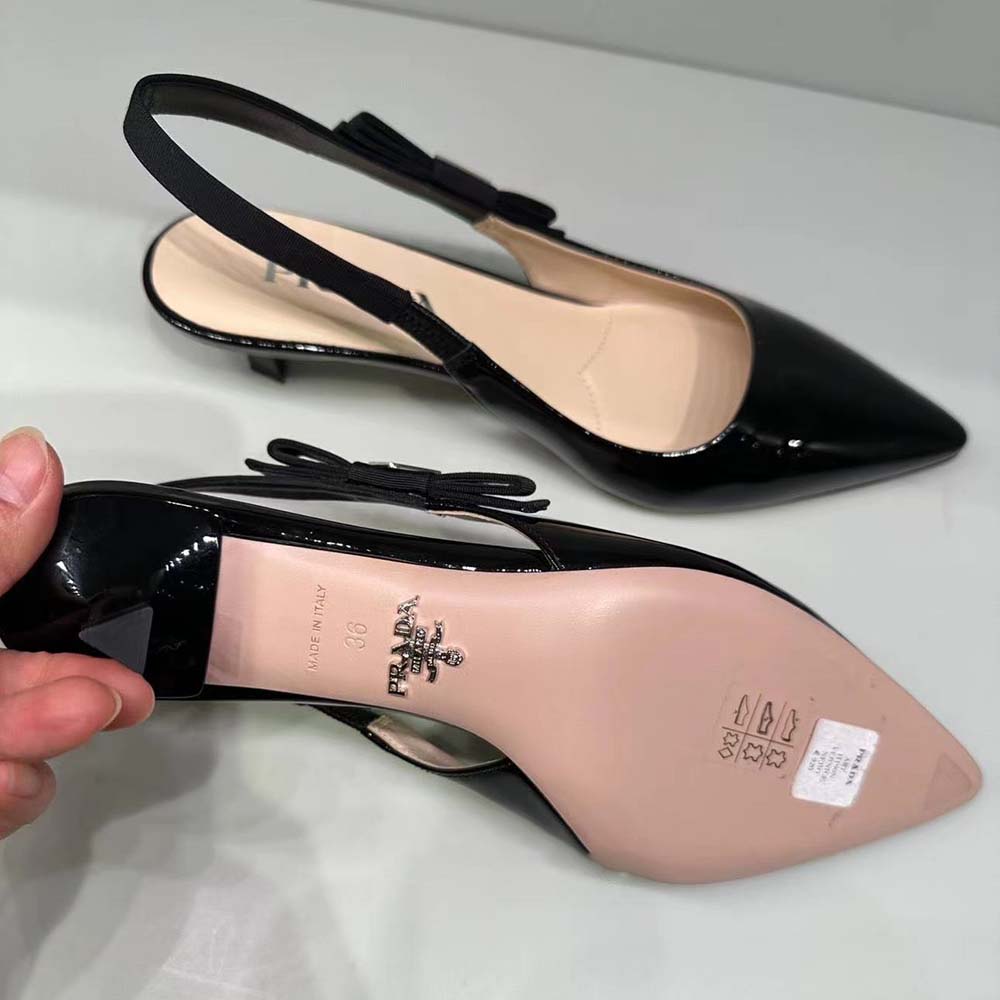 Prada Women Patent-Leather Slingback Pumps-Black - image 5
