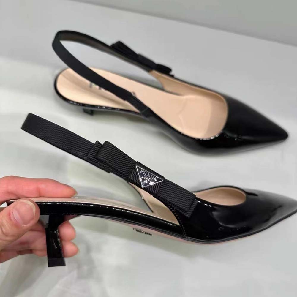 Prada Women Patent-Leather Slingback Pumps-Black - image 4