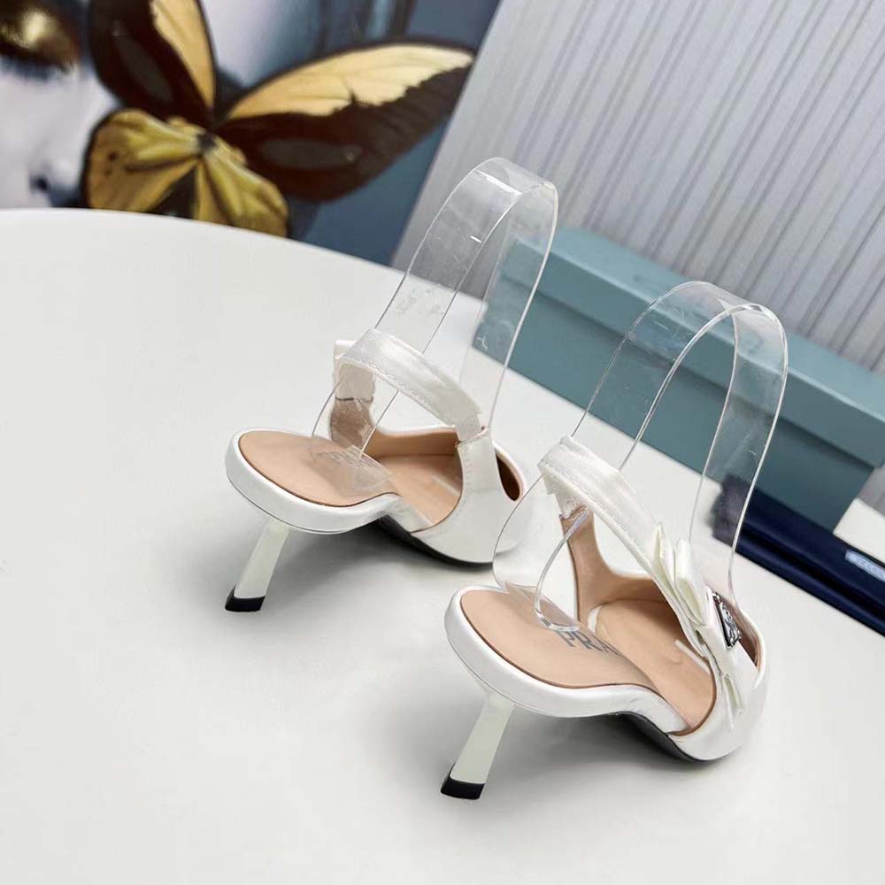 Prada Women Patent-Leather Slingback Pumps-White - image 7