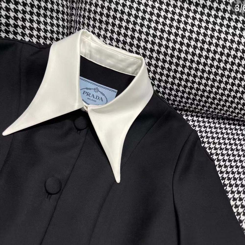 Prada Women Satin Wool Mini-dress-Black - image 4