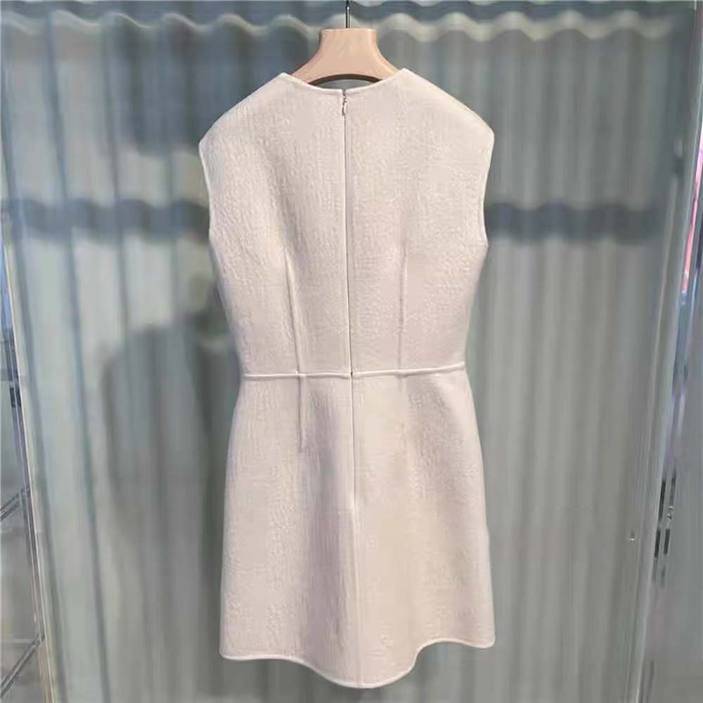 Side angle of Prada Women Washed Twill Minidress highlighting fabric texture