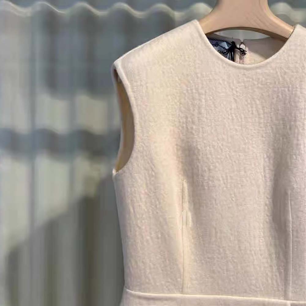 Prada Women Washed Twill Minidress with Safety Pin-White - image 4