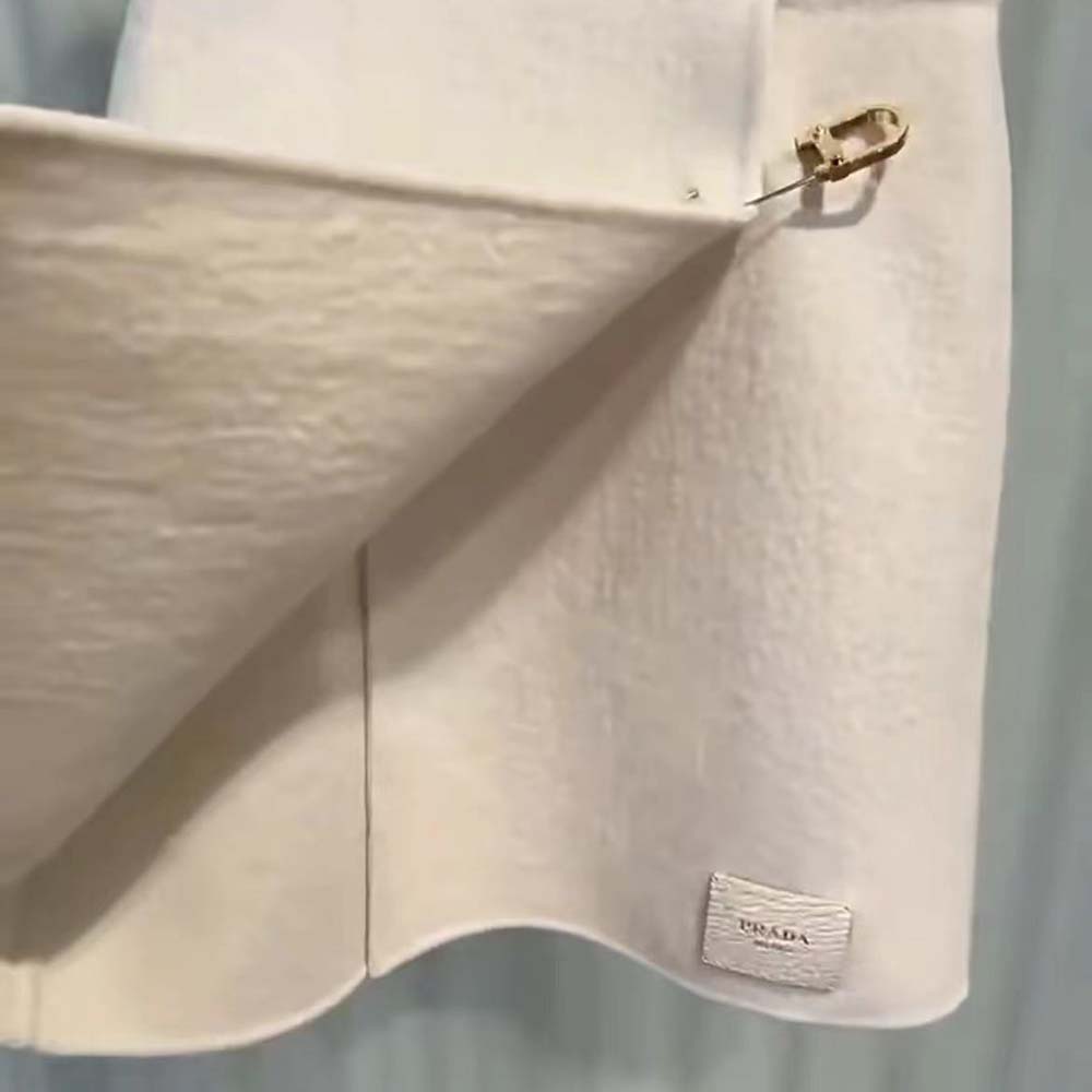 Prada Women Washed Twill Minidress with Safety Pin-White - image 7