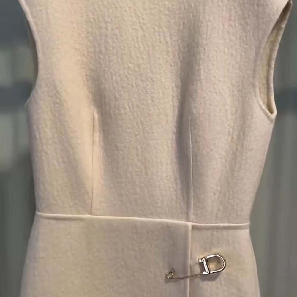 Prada Women Washed Twill Minidress with Safety Pin-White - image 6