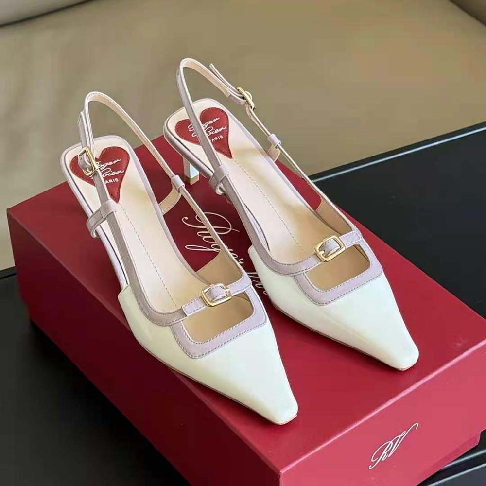 Back angle showing slingback strap detail of Roger Vivier Viv’ Canard Pumps
