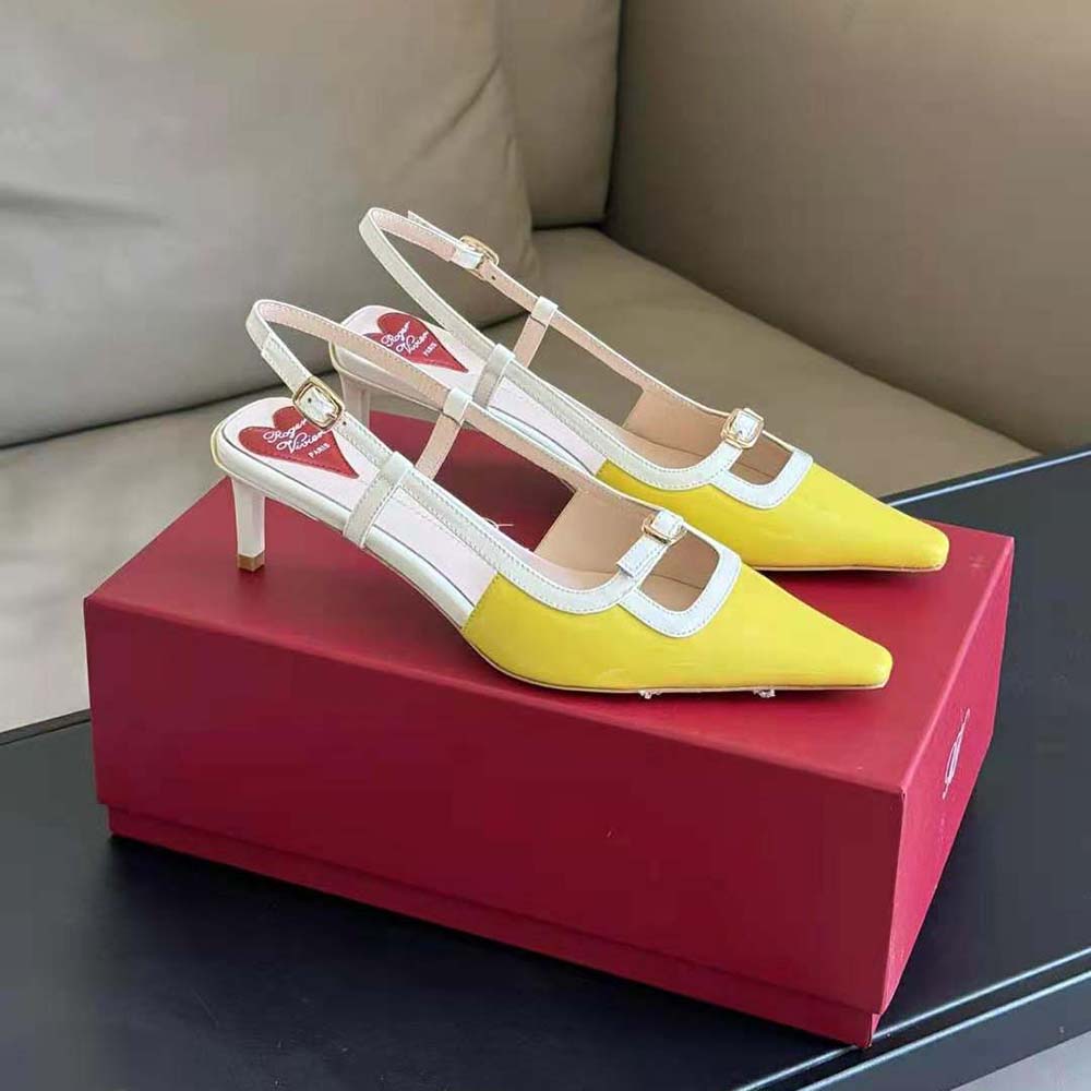 Roger Vivier Women Viv’ Canard Slingback Pumps in Patent Leather-Yellow - image 4