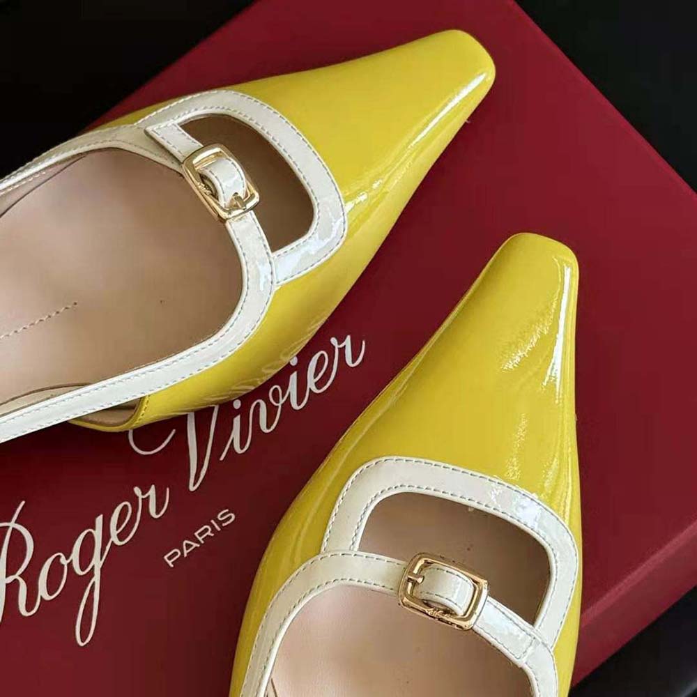 Roger Vivier Women Viv’ Canard Slingback Pumps in Patent Leather-Yellow - image 6